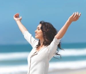 Free woman stress free, relief, happy