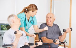 doctor helping elderly men