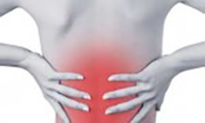 picture of a woman with lower back pain. 