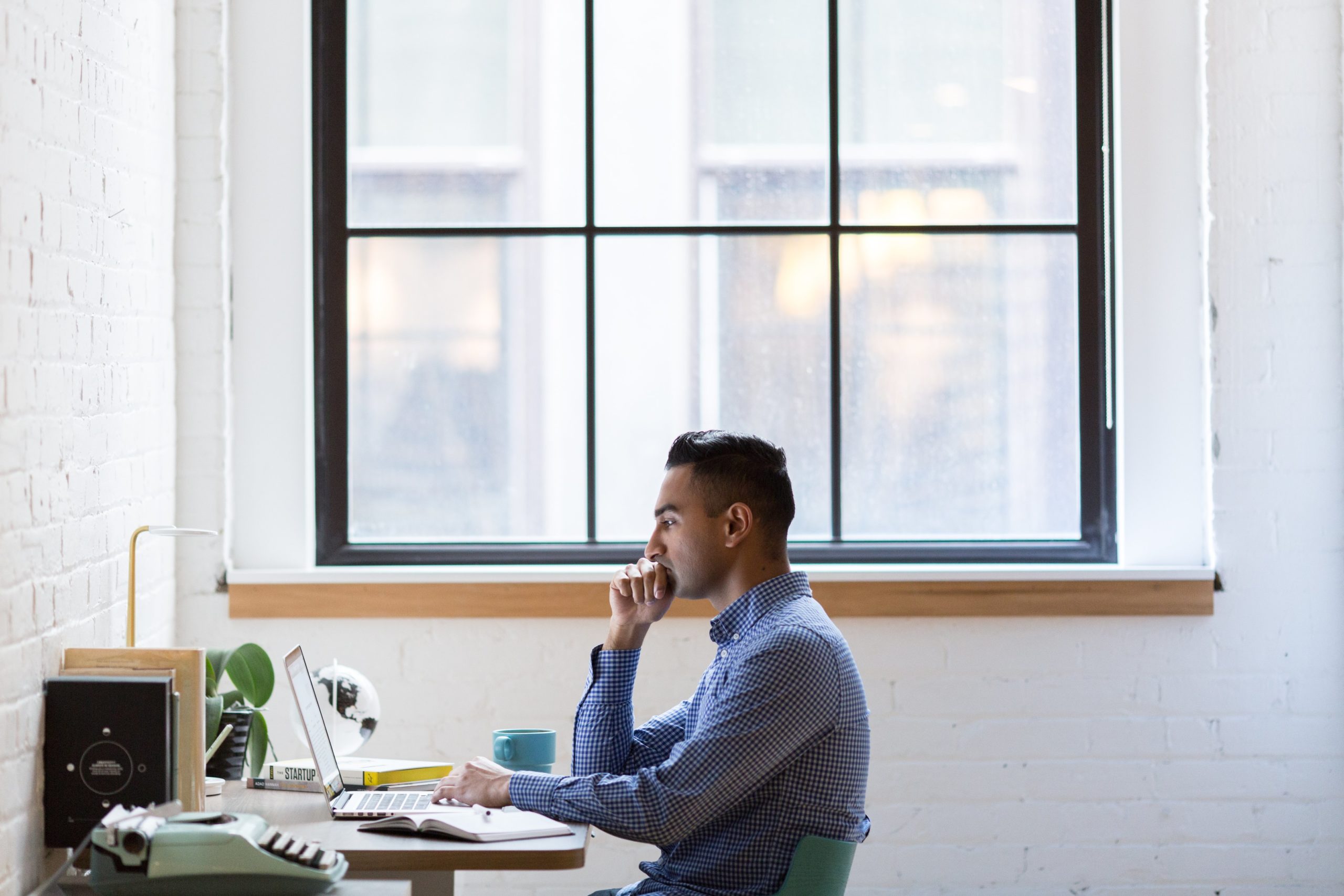 Man sitting at a computer