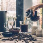 pouring hot coffee