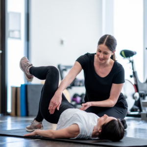 A woman doing pelvic exercise